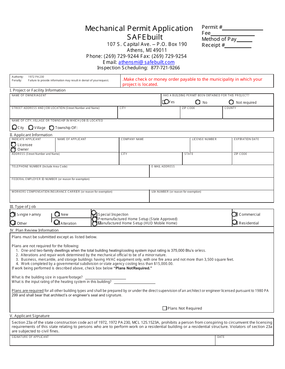 Safebuilt Mechanical Permit Application - City of Albion, Michigan, Page 1