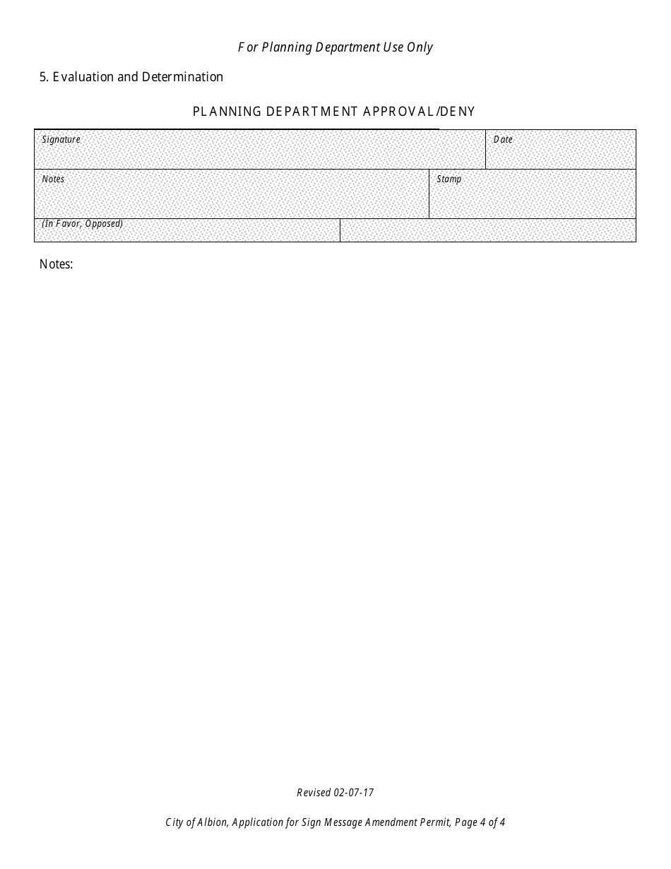 Application for Sign Message Amendment Permit Change of Message, Logo, Color, Etc., Without Change of Structure - City of Albion, Michigan, Page 4