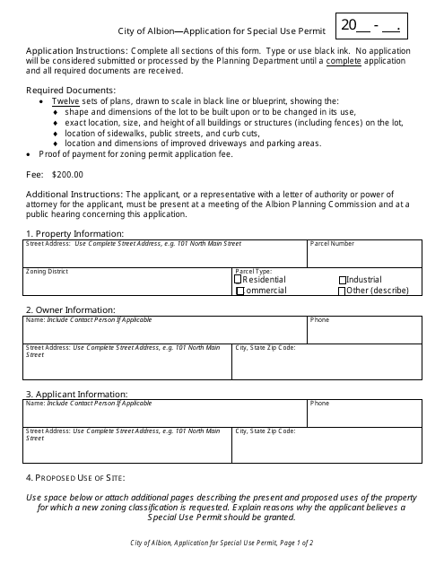 Application for Special Use Permit - City of Albion, Michigan Download Pdf