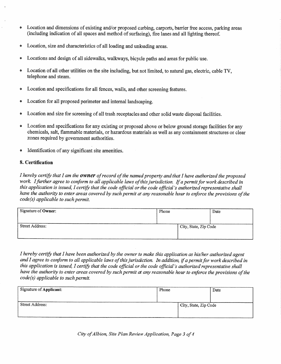 Application for Site Plan Review - Major Projects - City of Albion, Michigan, Page 3