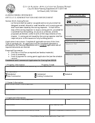 Document preview: Application for Zoning Permit - City of Albion, Michigan