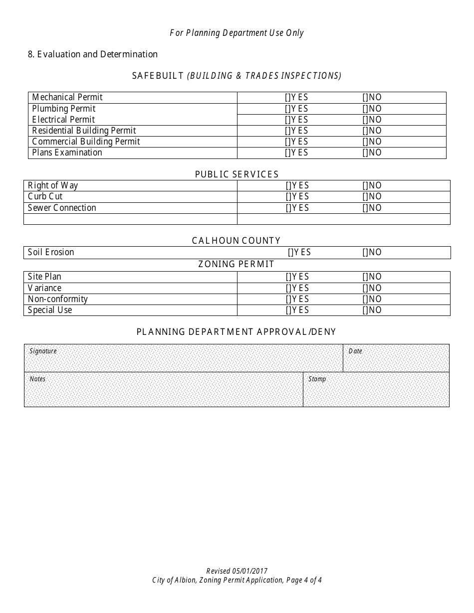 Application for Zoning Permit - City of Albion, Michigan, Page 4