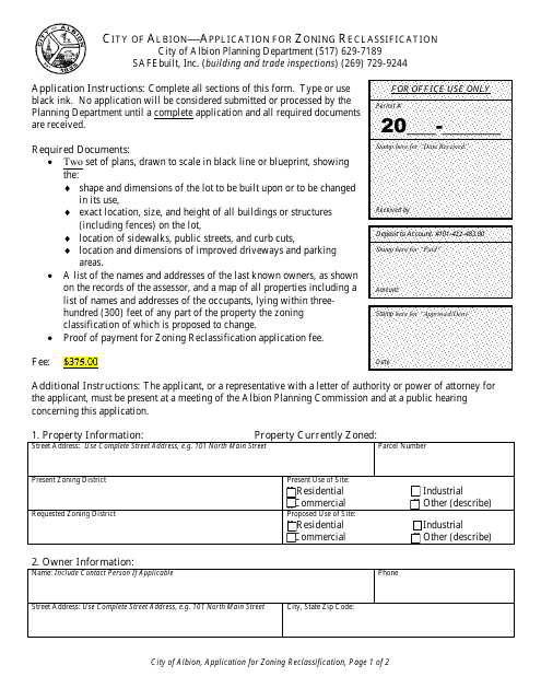 Application for Zoning Reclassification - City of Albion, Michigan Download Pdf