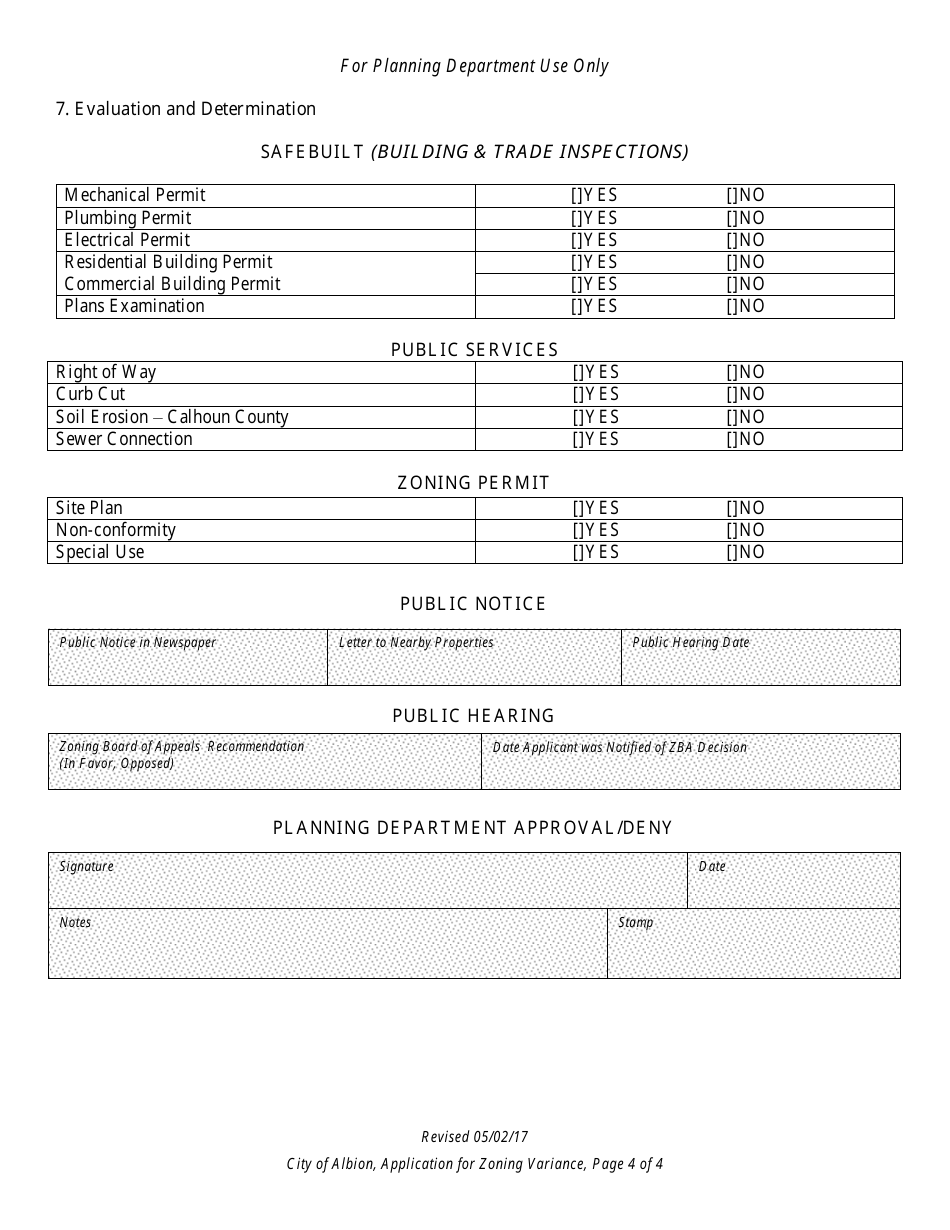 Application for Zoning Variance - Alter / Expand Non-conforming Property - City of Albion, Michigan, Page 4