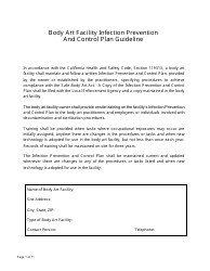 Body Art Facility Infection Prevention and Control Plan Guideline - Contra Costa County, California