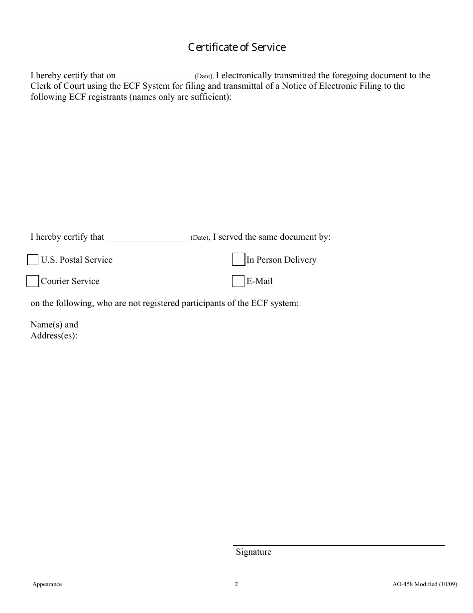 Form AO-458-MODIFIED Appearance - Oklahoma, Page 2