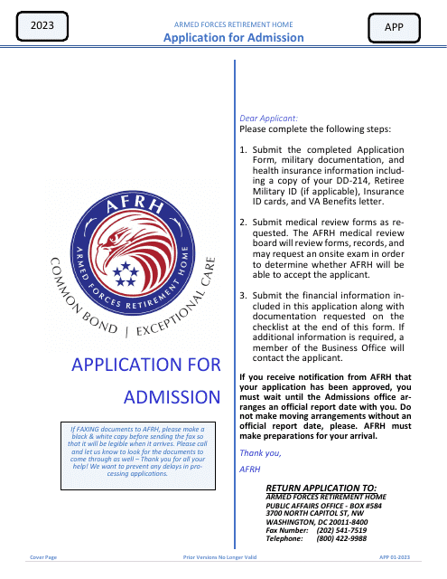 Form APP Application for Admission, 2023