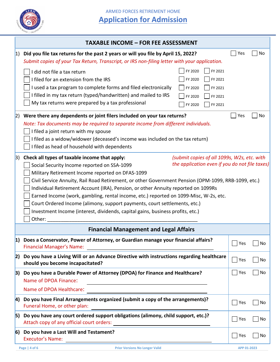 Form APP Application for Admission, Page 6