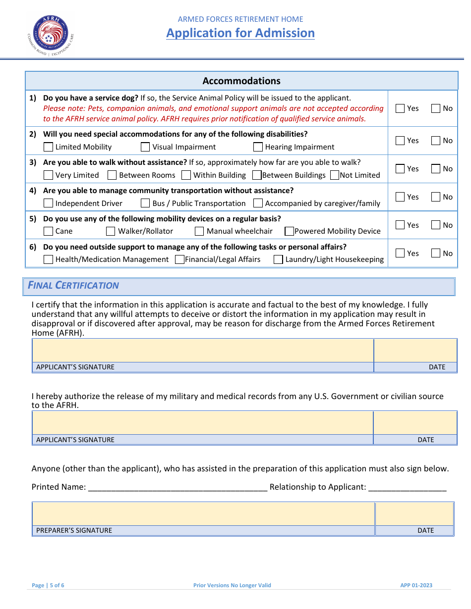 Form APP Application for Admission, Page 7