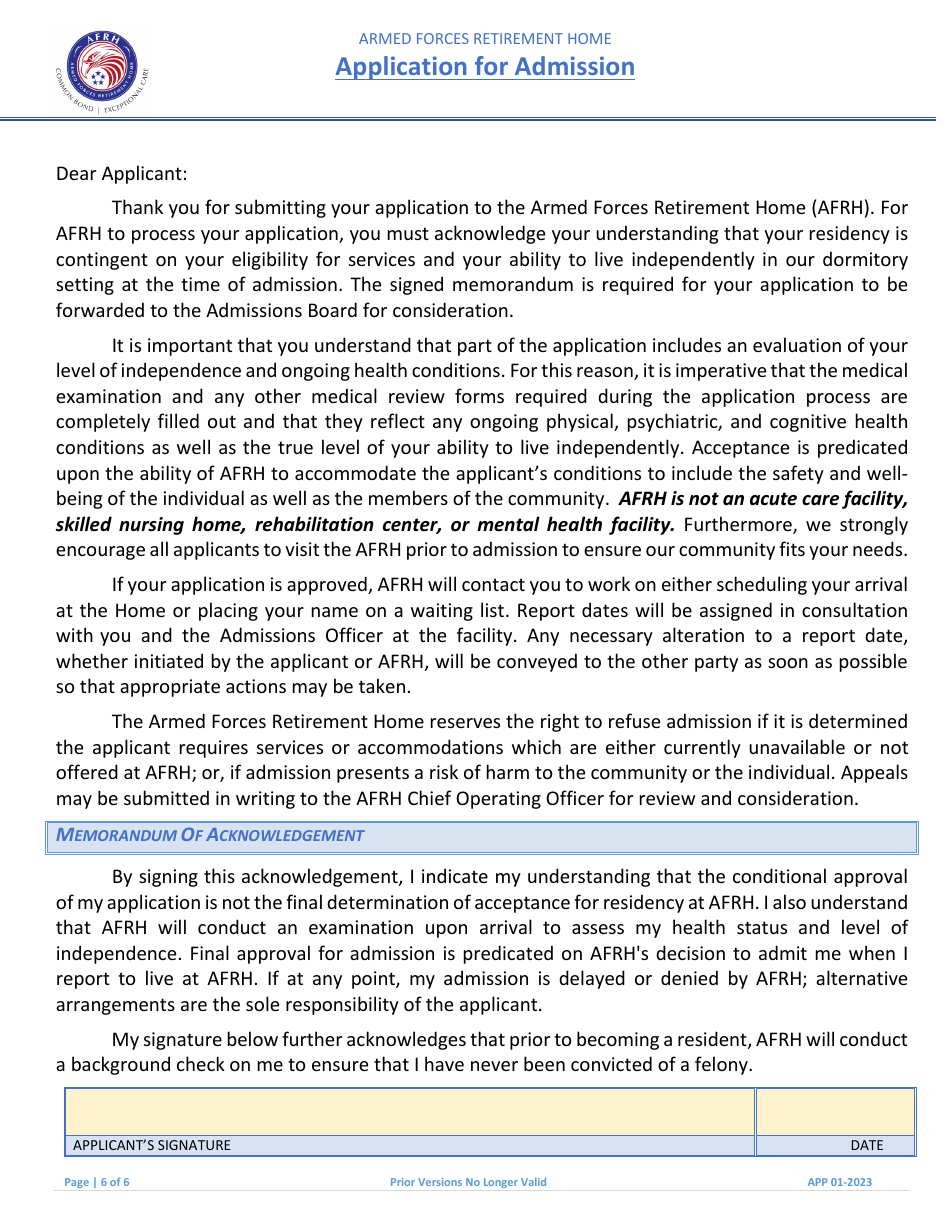 Form APP Application for Admission, Page 8