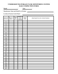 Document preview: Underground Storage Tank Monitoring System Daily Inspection Form - Butte County, California