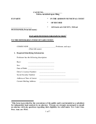 Document preview: Ex Parte Petition for Expunction - Dallas County, Texas