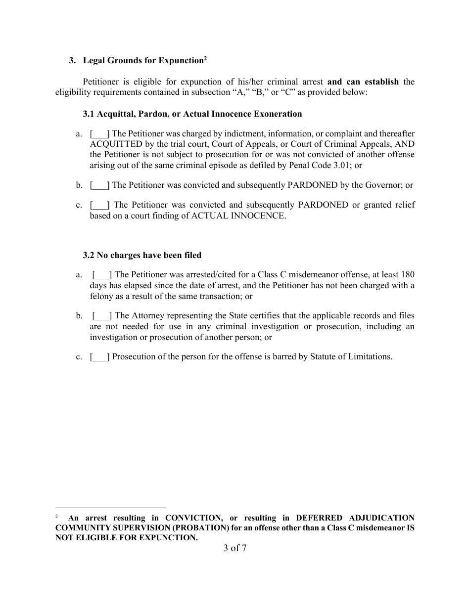 Ex Parte Petition for Expunction - Dallas County, Texas, Page 3