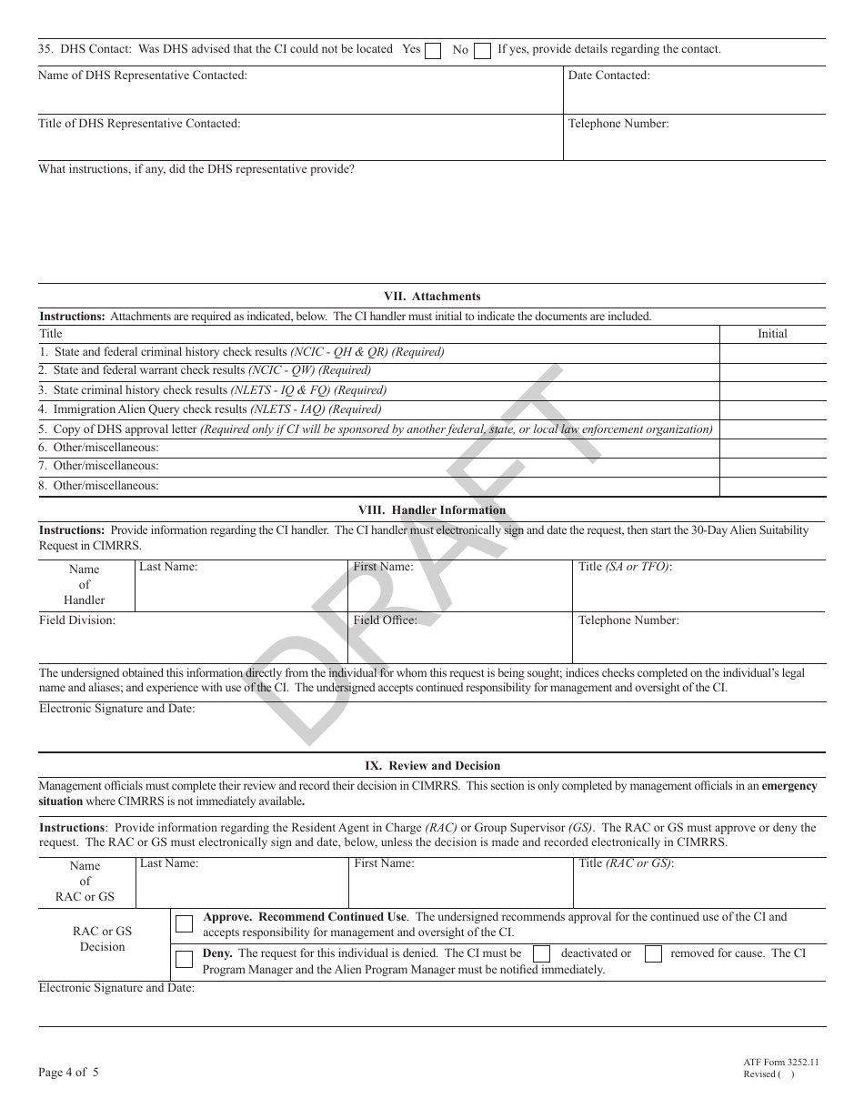 ATF Form 3252.11 30-day Alien Suitability Request - Draft, Page 4