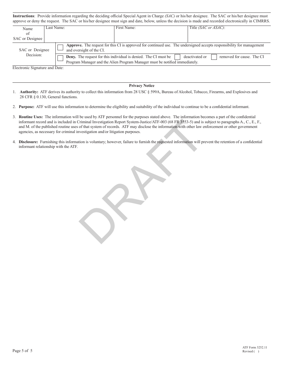 ATF Form 3252.11 30-day Alien Suitability Request - Draft, Page 5