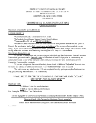 Document preview: Instructions for Commercial Claims Complaint Form - Nassau County, New York