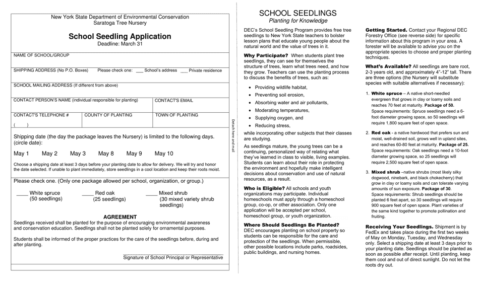 School Seedling Application - New York, Page 1