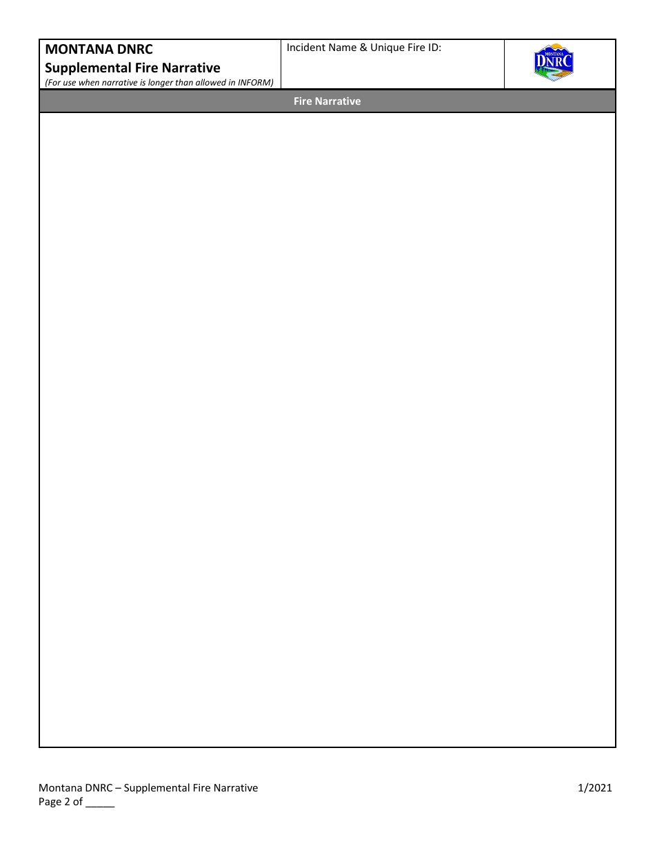 Supplemental Fire Narrative - Montana, Page 2