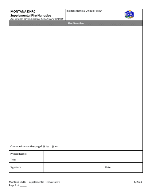Supplemental Fire Narrative - Montana