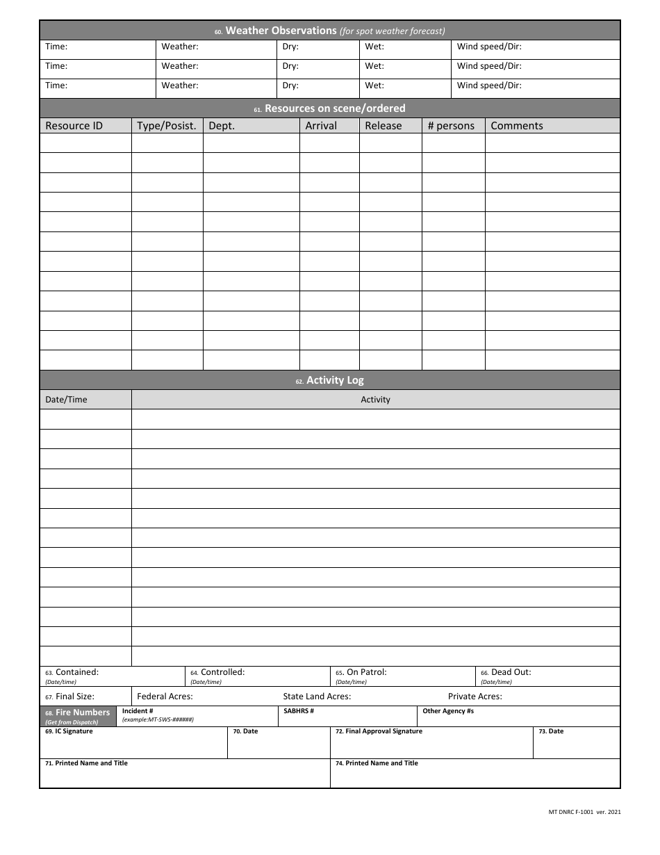 Form DNRC F-1001 - Fill Out, Sign Online and Download Fillable PDF ...