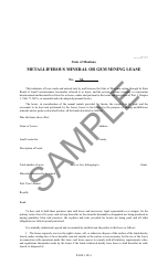 Document preview: Form DS-477 Metalliferous Mineral or Gem Mining Lease - Sample - Montana