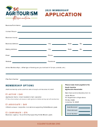 Document preview: Sc Agritourism Association Membership Application - South Carolina, 2023