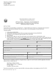 Form BMV2180 Application - Financial Responsibility Surety Bond Secured by Real Estate - Ohio