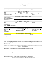 Document preview: Application for Explosives Permit - Tuolumne County, California