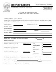 Document preview: Application for Reassessment of Damaged or Destroyed Property - Tuolumne County, California