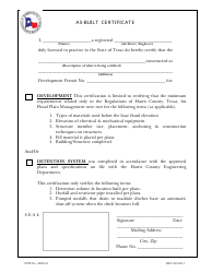 Document preview: As-Built Certificate - Harris County, Texas