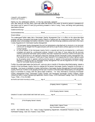 Document preview: Stormwater Quality Affidavit to the Public - Harris County, Texas