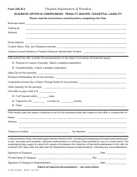 Form OIC B-2 Business Offer in Compromise: Penalty Waiver/Doubtful Liability - Virginia