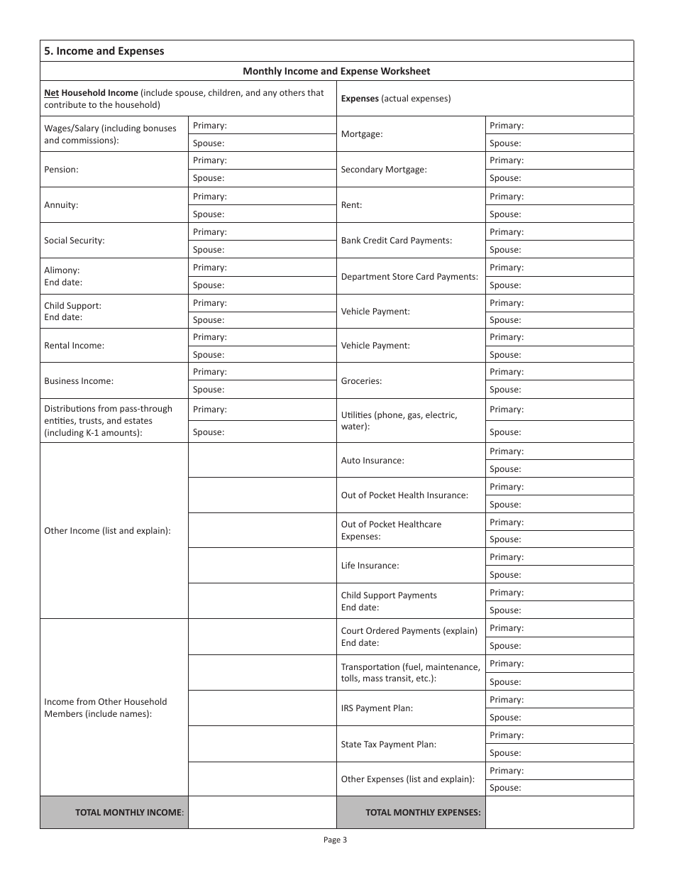 Form FIN I-1 Financial Statement for Individuals - Virginia, Page 3