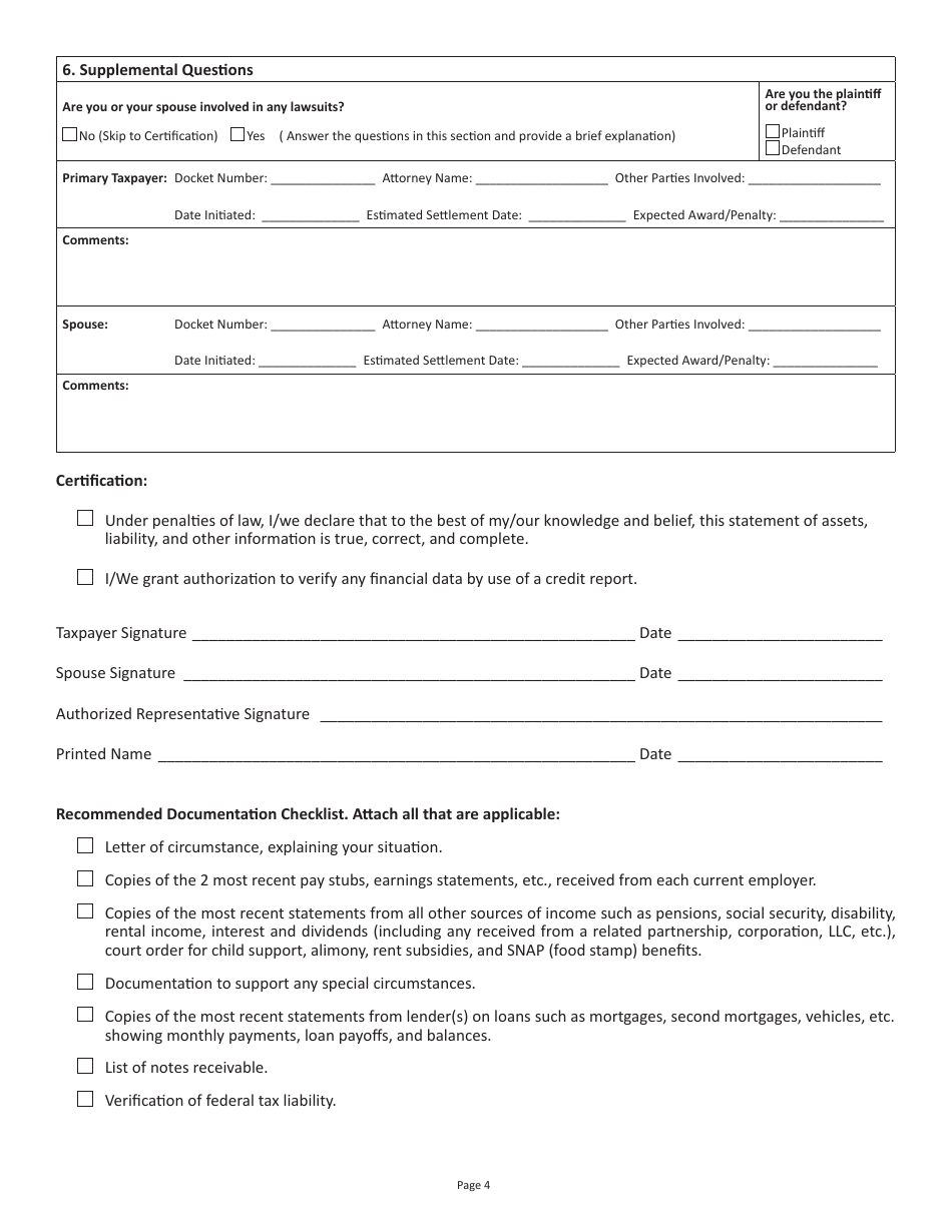 Form FIN I-1 Financial Statement for Individuals - Virginia, Page 4
