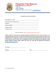 Document preview: Limited Access Gate Permit - Town of Prosper, Texas