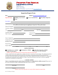 Document preview: Inspection Request Form - Town of Prosper, Texas