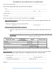 Lobster Trap Tag Order Form - Rhode Island, Page 2