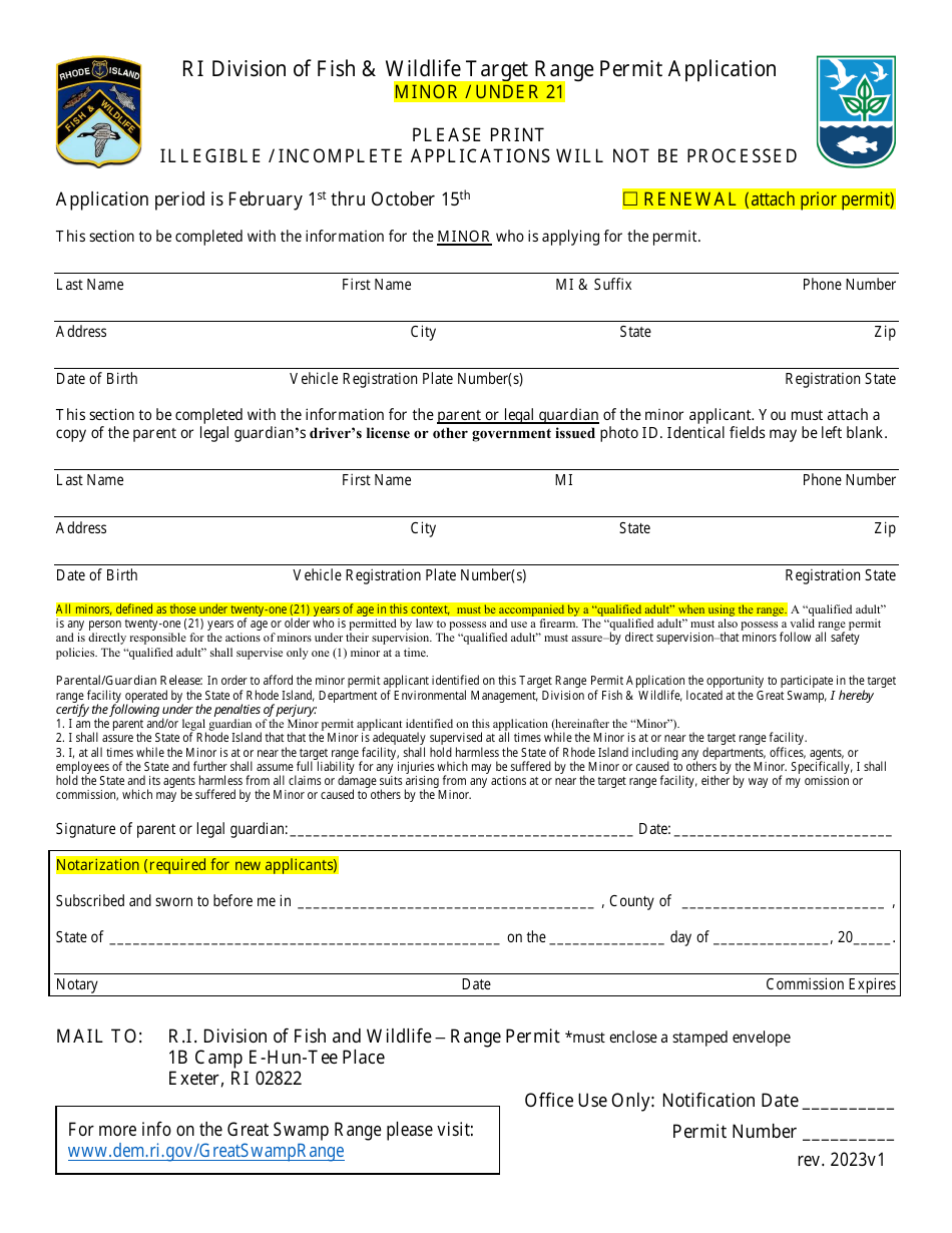 Rhode Island Target Range Permit Application Fill Out, Sign Online