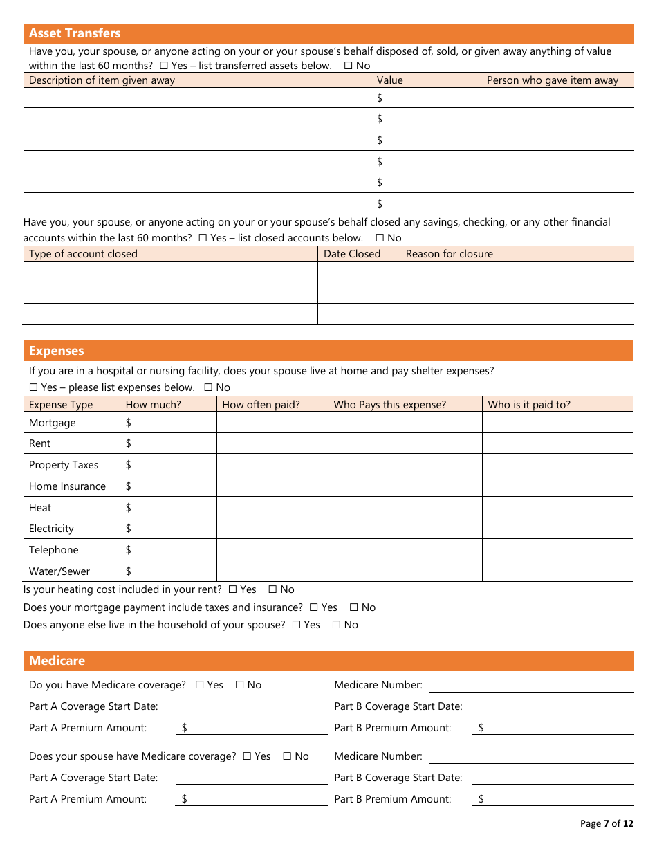Application for Long Term Care Mainecare - Maine, Page 7