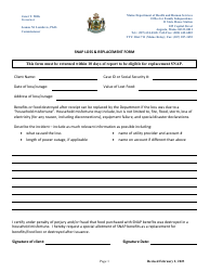 Snap Loss &amp; Replacement Form - Maine