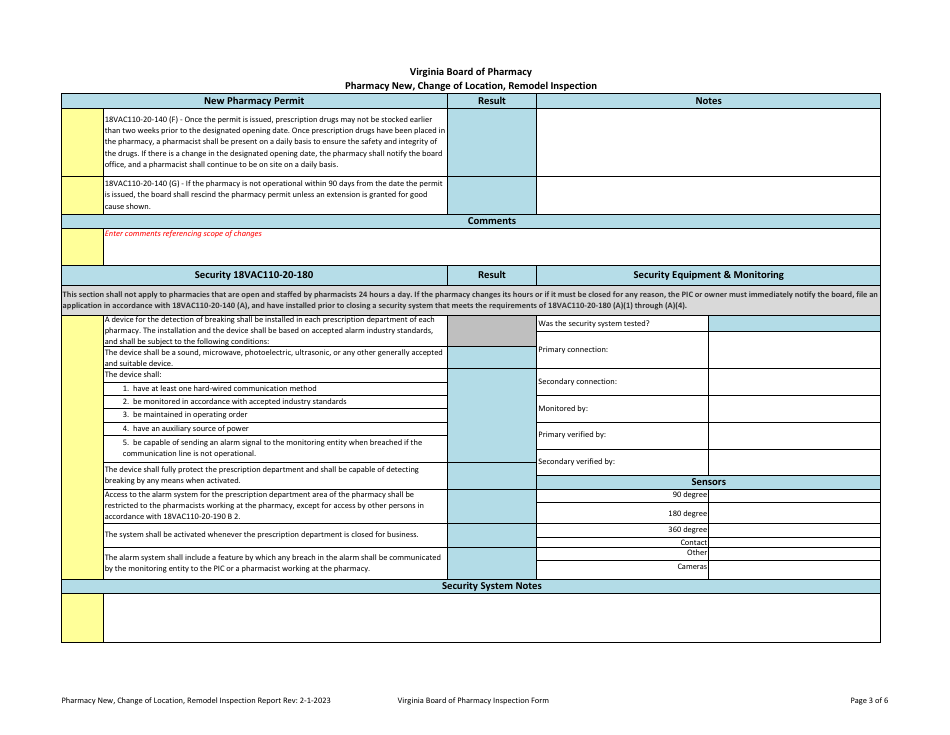 Pharmacy New, COL, Remodel Inspection - Virginia, Page 3