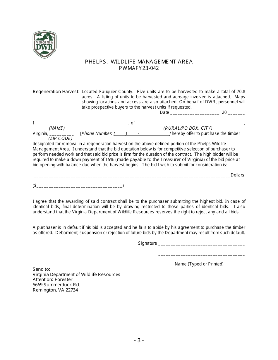 Notice of Timber Sale (Regeneration Harvest) - Phelps Wildlife Management Area - Virginia, Page 3