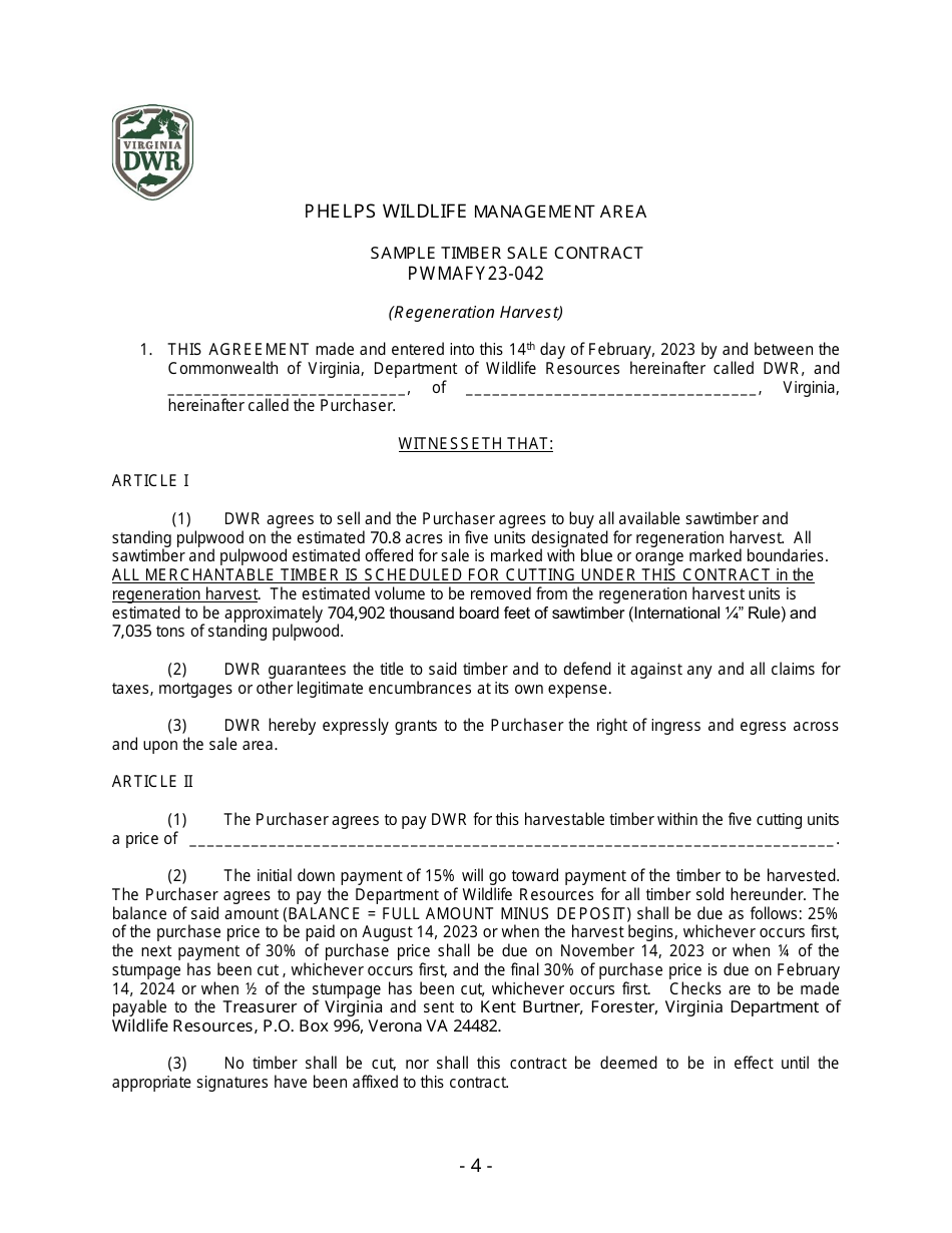 Notice of Timber Sale (Regeneration Harvest) - Phelps Wildlife Management Area - Virginia, Page 4