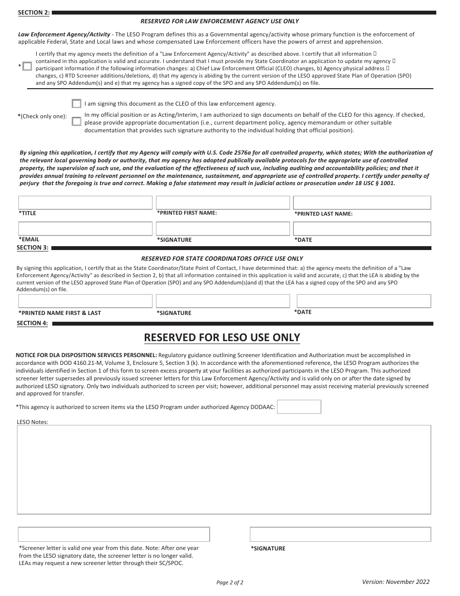 Application for Participation / Authorized Screeners Letter, Page 3