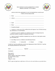 Document preview: Application for Admission to List of Residential Mortgage Foreclosure Mediators - Florida