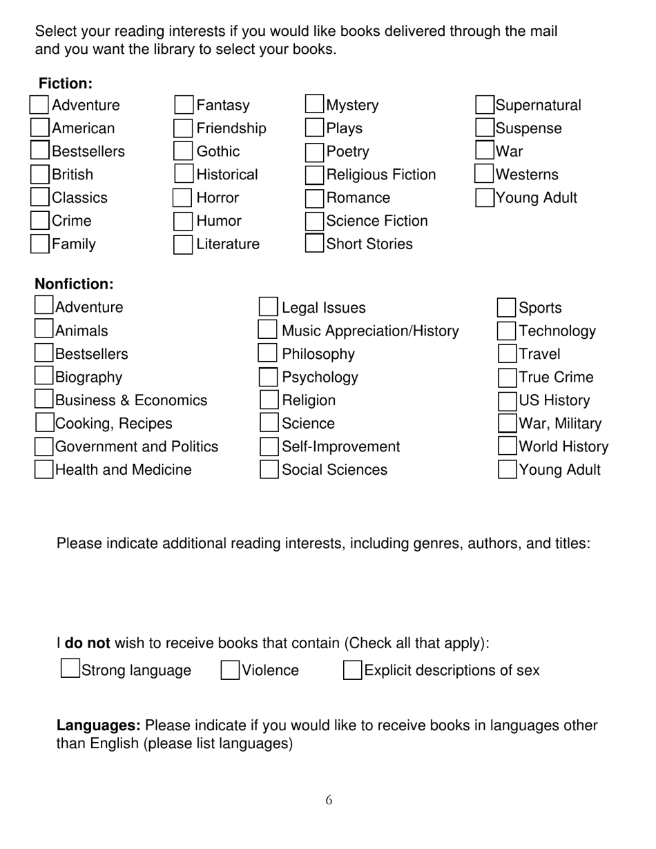 New York State Talking Book and Braille Library - Application for Free Library Service: Individuals - New York, Page 6