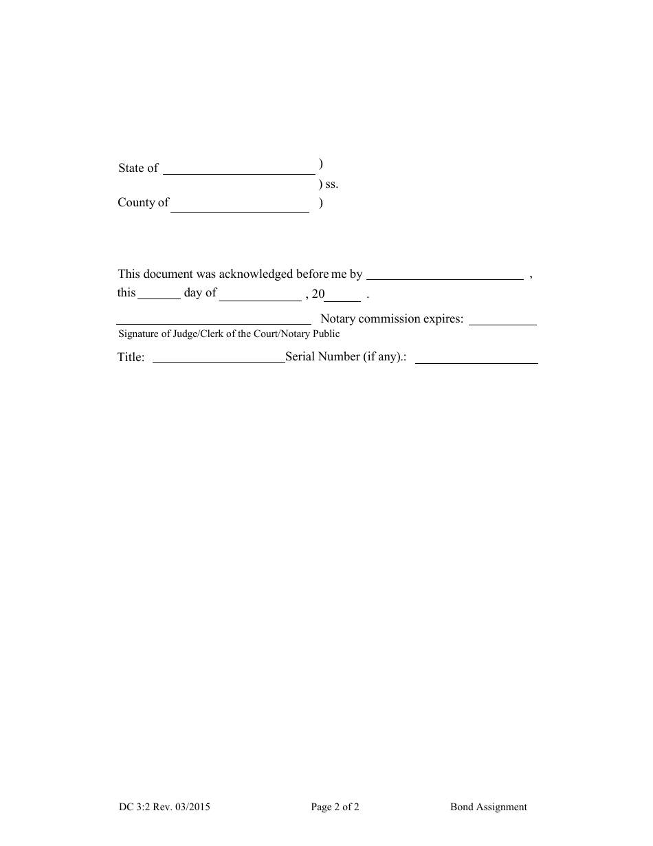 Form DC3:2 Bond Assignment - Nebraska, Page 2