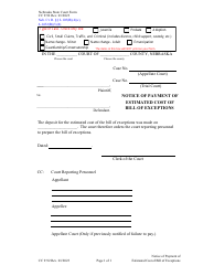 Document preview: Form CC9:92 Notice of Payment of Estimated Cost of Bill of Exceptions - Nebraska