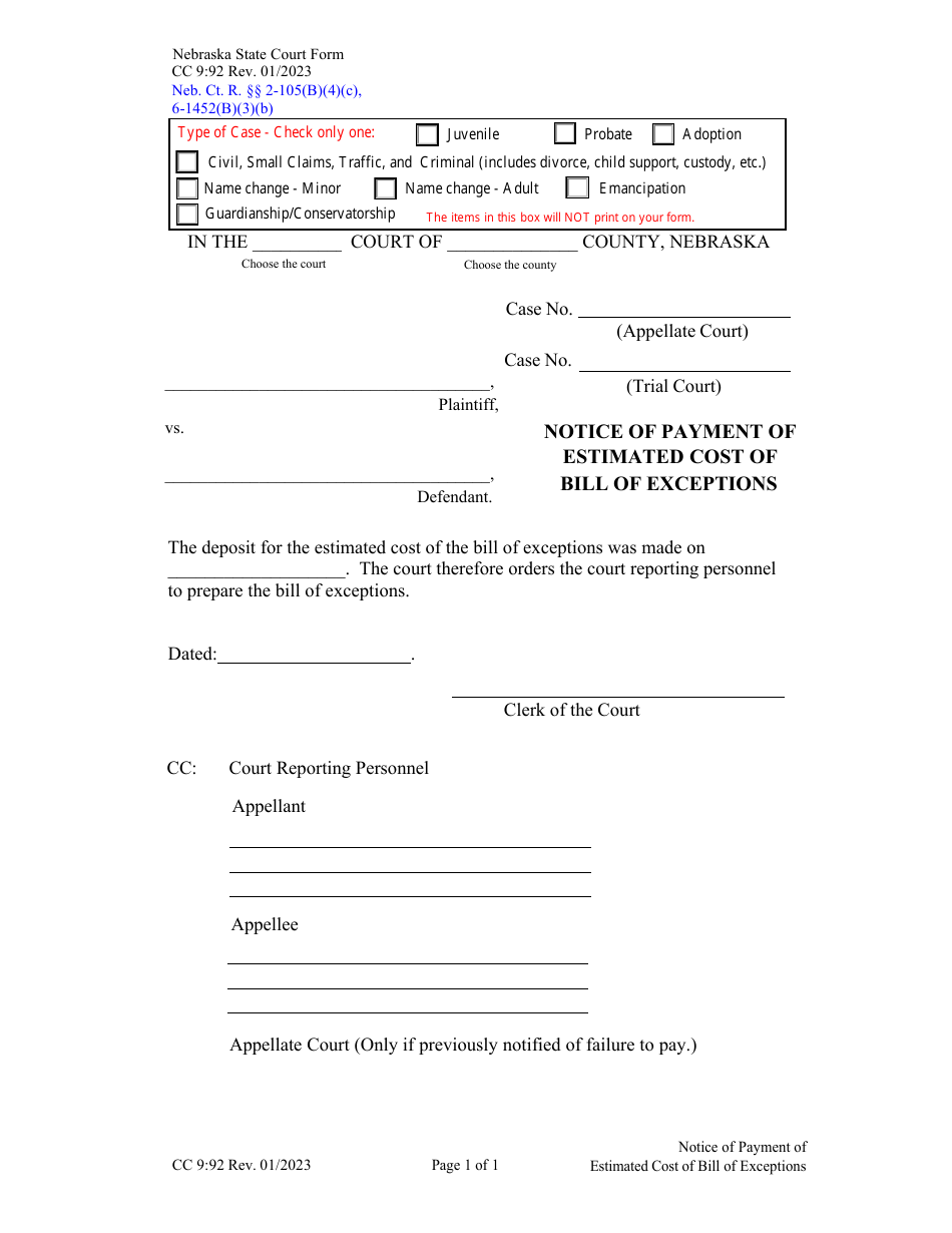 Form CC992 Download Fillable PDF or Fill Online Notice of Payment of