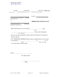 Document preview: Form DC1:2.2 Order for Continuance - Nebraska